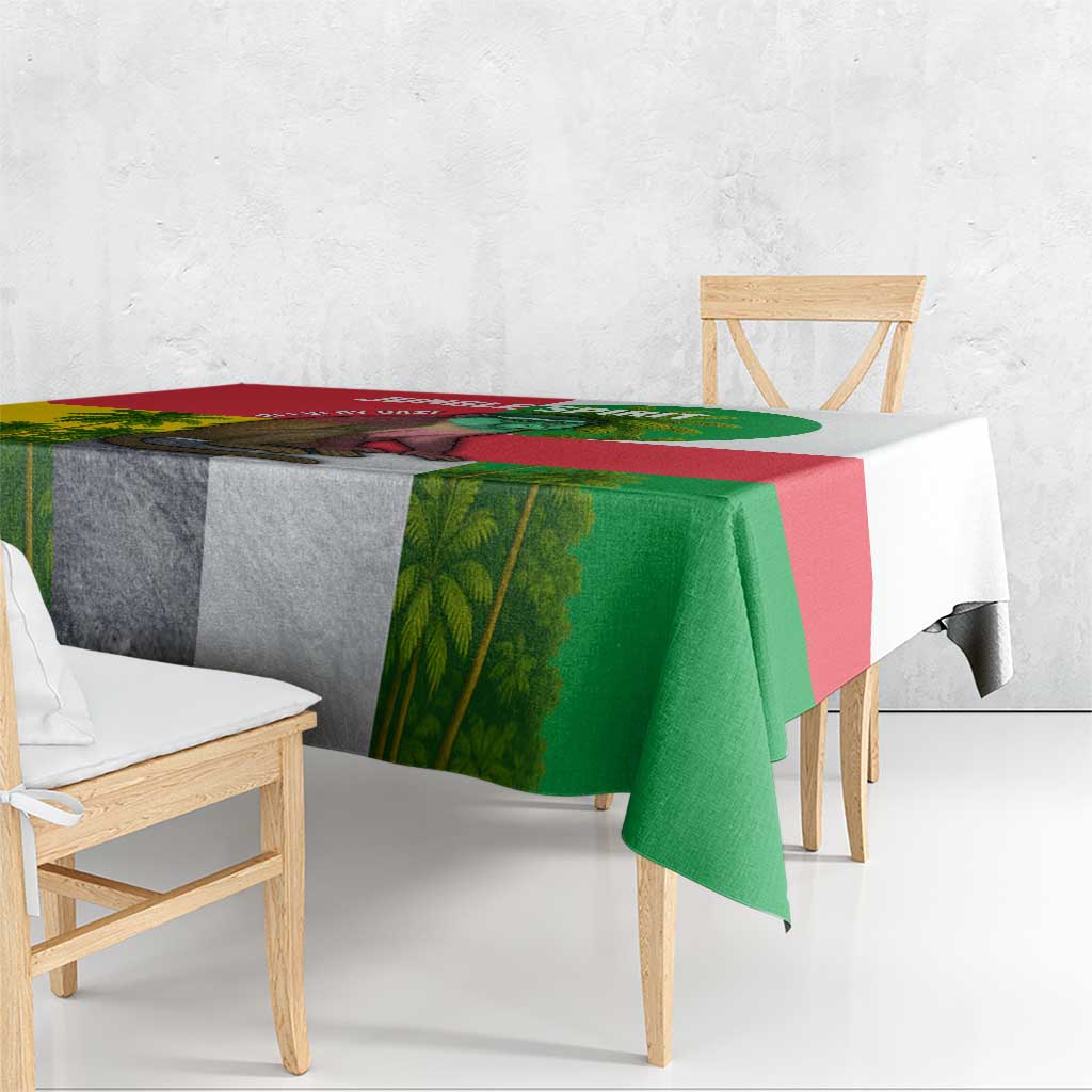 Jungle Spirit Monkey Tablecloth with Sao Tome and Principe Tropical Flag Color Blocks