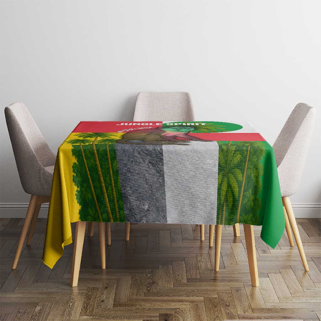 Jungle Spirit Monkey Tablecloth with Sao Tome and Principe Tropical Flag Color Blocks