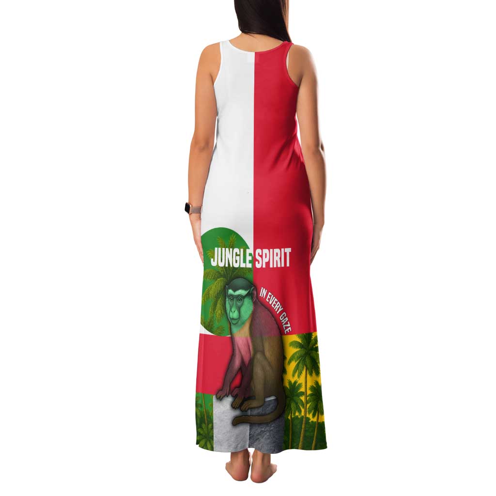 Jungle Spirit Monkey Tank Maxi Dress with Sao Tome and Principe Tropical Flag Color Blocks