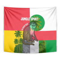 Jungle Spirit Monkey Tapestry with Sao Tome and Principe Tropical Flag Color Blocks
