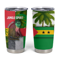 Jungle Spirit Monkey Tumbler Cup with Sao Tome and Principe Tropical Flag Color Blocks