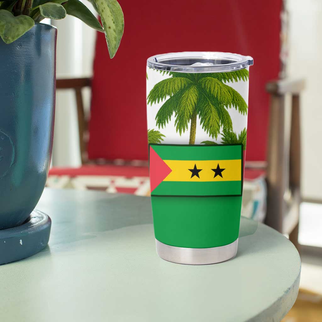Jungle Spirit Monkey Tumbler Cup with Sao Tome and Principe Tropical Flag Color Blocks
