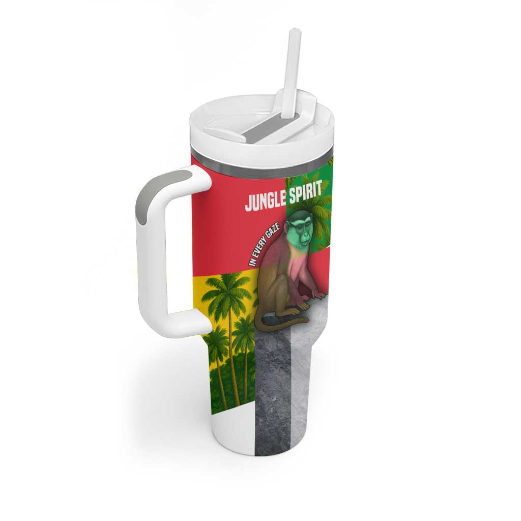 Jungle Spirit Monkey Tumbler With Handle with Sao Tome and Principe Tropical Flag Color Blocks