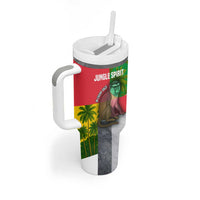 Jungle Spirit Monkey Tumbler With Handle with Sao Tome and Principe Tropical Flag Color Blocks