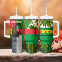 Jungle Spirit Monkey Tumbler With Handle with Sao Tome and Principe Tropical Flag Color Blocks