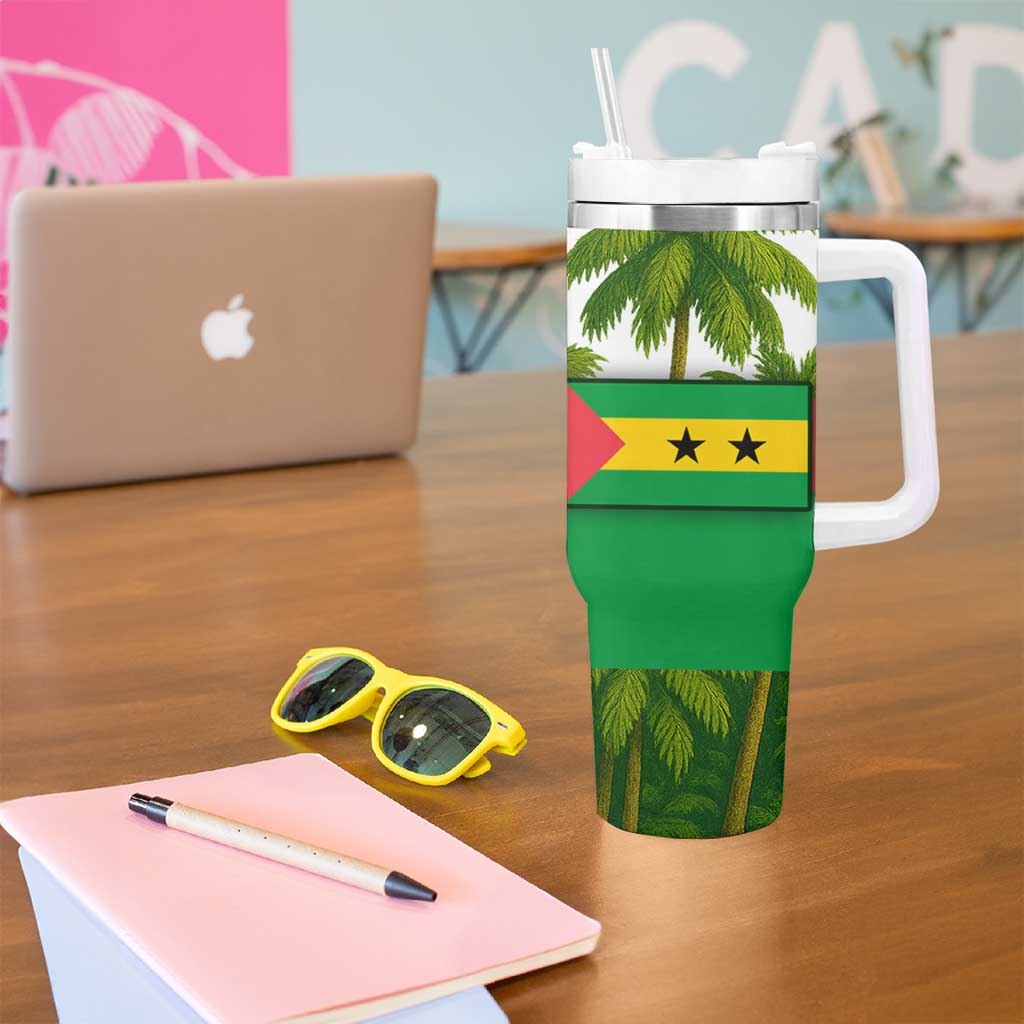 Jungle Spirit Monkey Tumbler With Handle with Sao Tome and Principe Tropical Flag Color Blocks