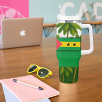 Jungle Spirit Monkey Tumbler With Handle with Sao Tome and Principe Tropical Flag Color Blocks