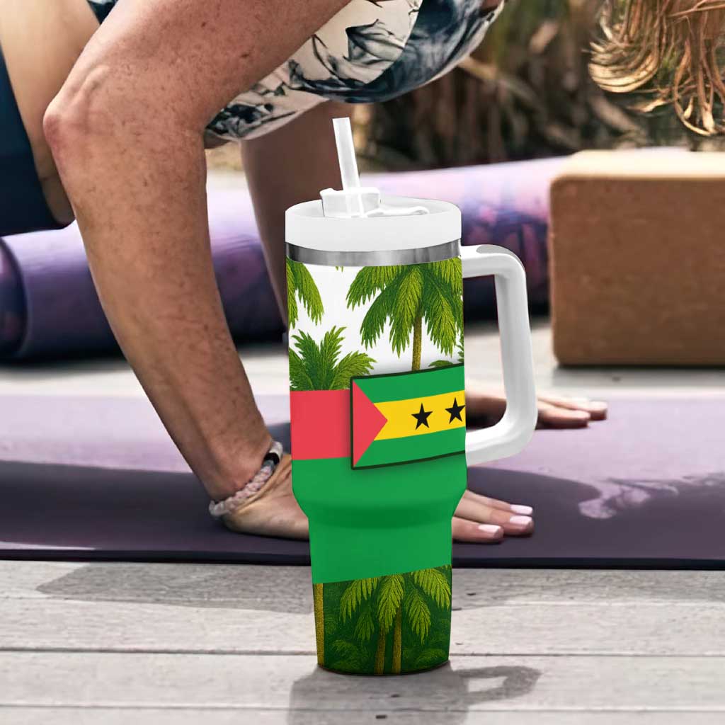 Jungle Spirit Monkey Tumbler With Handle with Sao Tome and Principe Tropical Flag Color Blocks