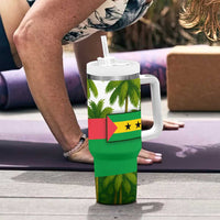 Jungle Spirit Monkey Tumbler With Handle with Sao Tome and Principe Tropical Flag Color Blocks