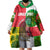 Jungle Spirit Monkey Wearable Blanket Hoodie with Sao Tome and Principe Tropical Flag Color Blocks