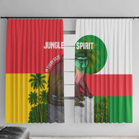 Jungle Spirit Monkey Window Curtain with Sao Tome and Principe Tropical Flag Color Blocks