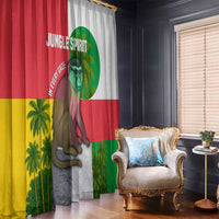 Jungle Spirit Monkey Window Curtain with Sao Tome and Principe Tropical Flag Color Blocks