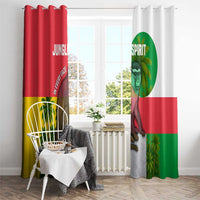 Jungle Spirit Monkey Window Curtain with Sao Tome and Principe Tropical Flag Color Blocks