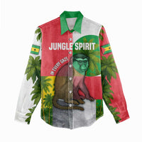 Jungle Spirit Monkey Women Casual Shirt with Sao Tome and Principe Tropical Flag Color Blocks