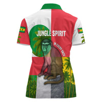 Jungle Spirit Monkey Women Polo Shirt with Sao Tome and Principe Tropical Flag Color Blocks