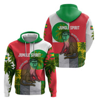Jungle Spirit Monkey Zip Hoodie with Sao Tome and Principe Tropical Flag Color Blocks