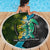 Sea Turtle Sao Tome and Principe Beach Blanket with Ocean Tide and Tropical Palm Design