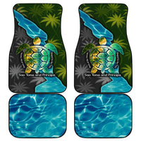 Sea Turtle Sao Tome and Principe Car Mats with Ocean Tide and Tropical Palm Design