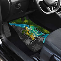 Sea Turtle Sao Tome and Principe Car Mats with Ocean Tide and Tropical Palm Design
