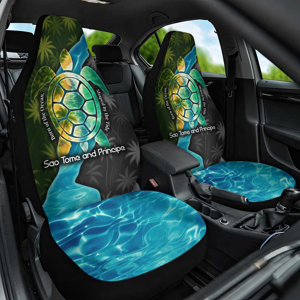 Sea Turtle Sao Tome and Principe Car Seat Cover with Ocean Tide and Tropical Palm Design