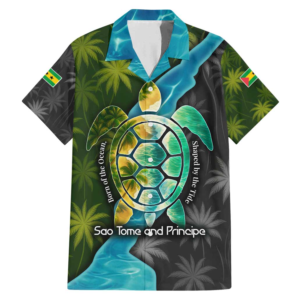 Sea Turtle Sao Tome and Principe Family Matching Mermaid Dress and Hawaiian Shirt with Ocean Tide and Tropical Palm Design