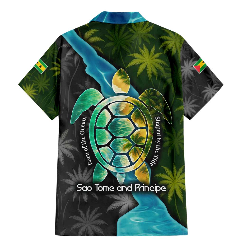 Sea Turtle Sao Tome and Principe Family Matching Mermaid Dress and Hawaiian Shirt with Ocean Tide and Tropical Palm Design