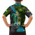 Sea Turtle Sao Tome and Principe Family Matching Off The Shoulder Long Sleeve Dress and Hawaiian Shirt with Ocean Tide and Tropical Palm Design