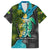 Sea Turtle Sao Tome and Principe Family Matching Off The Shoulder Long Sleeve Dress and Hawaiian Shirt with Ocean Tide and Tropical Palm Design