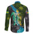 Sea Turtle Sao Tome and Principe Family Matching Off The Shoulder Long Sleeve Dress and Hawaiian Shirt with Ocean Tide and Tropical Palm Design