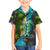 Sea Turtle Sao Tome and Principe Family Matching Off The Shoulder Long Sleeve Dress and Hawaiian Shirt with Ocean Tide and Tropical Palm Design