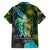 Sea Turtle Sao Tome and Principe Family Matching Short Sleeve Bodycon Dress and Hawaiian Shirt with Ocean Tide and Tropical Palm Design