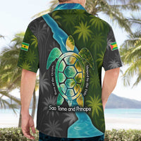 Sea Turtle Sao Tome and Principe Hawaiian Shirt with Ocean Tide and Tropical Palm Design