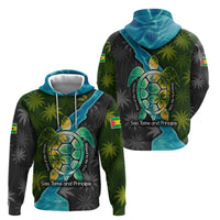 Sea Turtle Sao Tome and Principe Hoodie with Ocean Tide and Tropical Palm Design