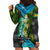 Sea Turtle Sao Tome and Principe Hoodie Dress with Ocean Tide and Tropical Palm Design
