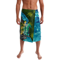 Sea Turtle Sao Tome and Principe Lavalava with Ocean Tide and Tropical Palm Design