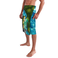 Sea Turtle Sao Tome and Principe Lavalava with Ocean Tide and Tropical Palm Design