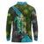 Sea Turtle Sao Tome and Principe Long Sleeve Polo Shirt with Ocean Tide and Tropical Palm Design