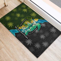 Sea Turtle Sao Tome and Principe Rubber Doormat with Ocean Tide and Tropical Palm Design