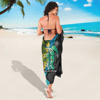 Sea Turtle Sao Tome and Principe Sarong with Ocean Tide and Tropical Palm Design