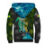 Sea Turtle Sao Tome and Principe Sherpa Hoodie with Ocean Tide and Tropical Palm Design