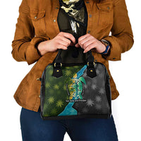 Sea Turtle Sao Tome and Principe Shoulder Handbag with Ocean Tide and Tropical Palm Design