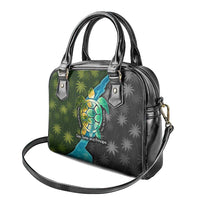 Sea Turtle Sao Tome and Principe Shoulder Handbag with Ocean Tide and Tropical Palm Design
