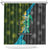 Sea Turtle Sao Tome and Principe Shower Curtain with Ocean Tide and Tropical Palm Design