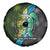 Sea Turtle Sao Tome and Principe Spare Tire Cover with Ocean Tide and Tropical Palm Design