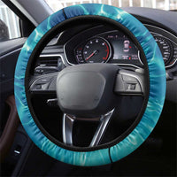 Sea Turtle Sao Tome and Principe Steering Wheel Cover with Ocean Tide and Tropical Palm Design