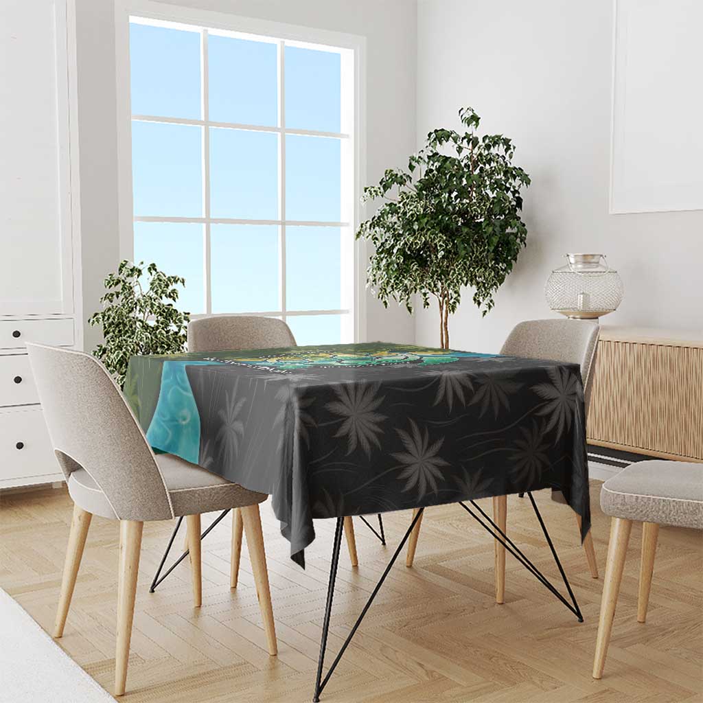 Sea Turtle Sao Tome and Principe Tablecloth with Ocean Tide and Tropical Palm Design