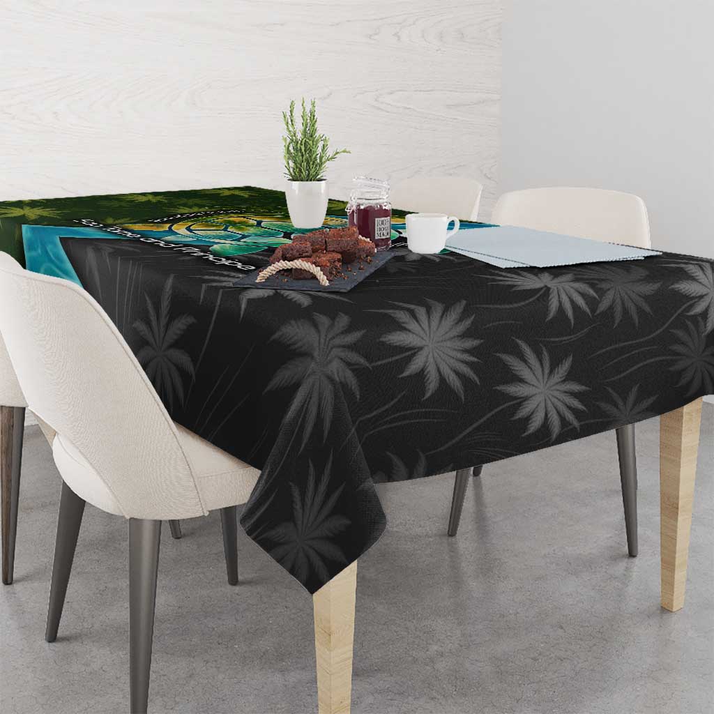 Sea Turtle Sao Tome and Principe Tablecloth with Ocean Tide and Tropical Palm Design