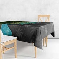 Sea Turtle Sao Tome and Principe Tablecloth with Ocean Tide and Tropical Palm Design