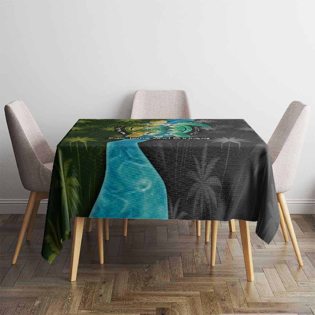 Sea Turtle Sao Tome and Principe Tablecloth with Ocean Tide and Tropical Palm Design