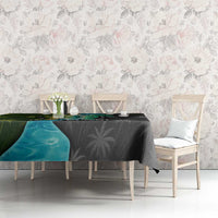 Sea Turtle Sao Tome and Principe Tablecloth with Ocean Tide and Tropical Palm Design